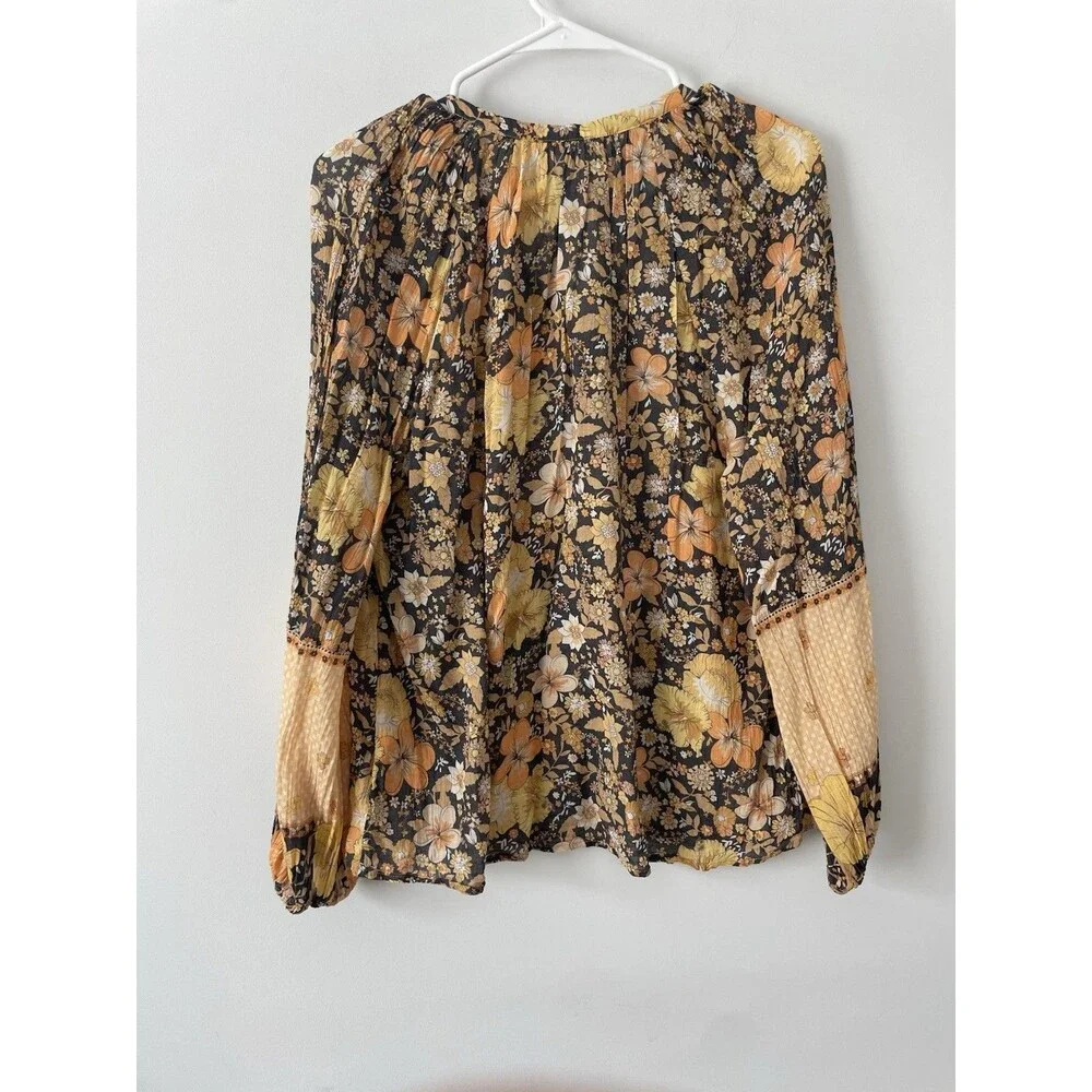 Spell & The Gypsy Juniper Blouse Peasant Cottage Festival Boho Bohemian Size S